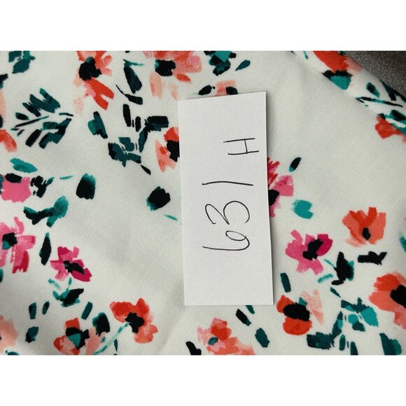 Calvin Klein Floral Pants White Multi Sz 10 Flat Front Mid Rise Bohemian NWT - Picture 13 of 13